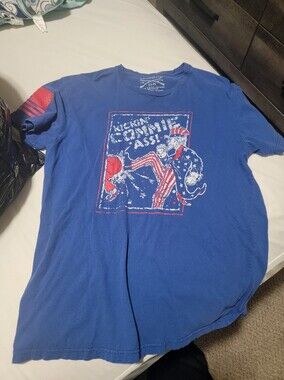 Grunt Style Patriotic Graphic Crew Neck T-Shirt - Blue